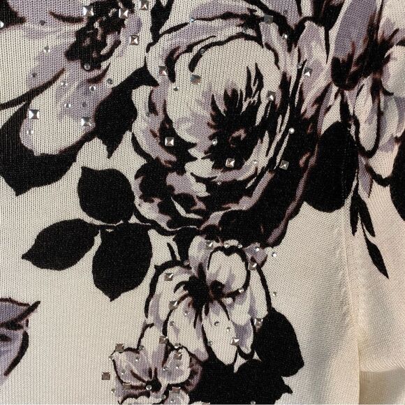 WHBM Cream and Black Floral Cardigan Sz S - Picture 4 of 6